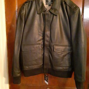 Men's Small brown Blue Eagle Cockpit USA 100% genuine leather coat w poly lining